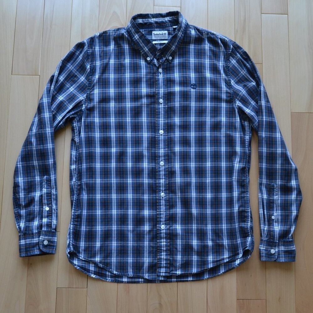 Timberland Button Down Plaid Shirt Size L Slim Fit